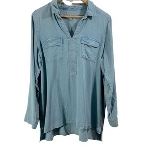 J. JILL Lyocell Long Sleeve V-neck Collared Button Down Shirt Size L